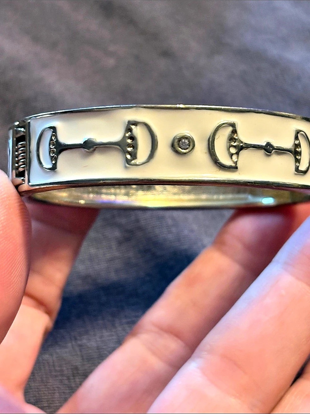 FORNASH Silver-Tone Horse Bit Bangle Bracelet